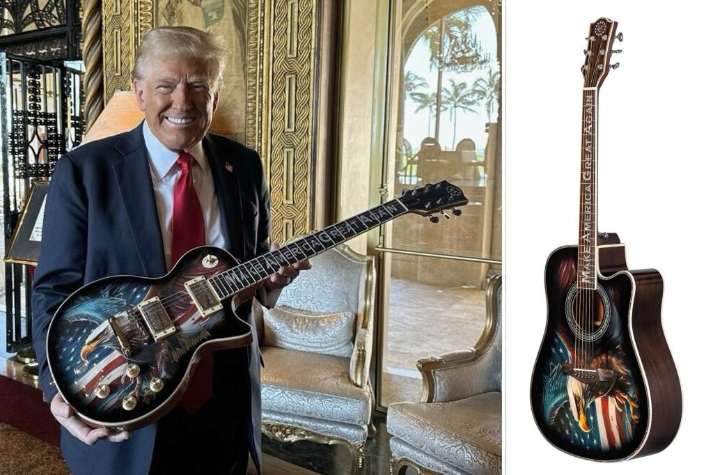 Trump unveils limited edition 'American Eagle' acoustic and electric guitars