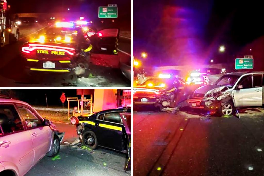 Two New York State patrol cars hit by drunk driver while troopers investigated another drunk driver